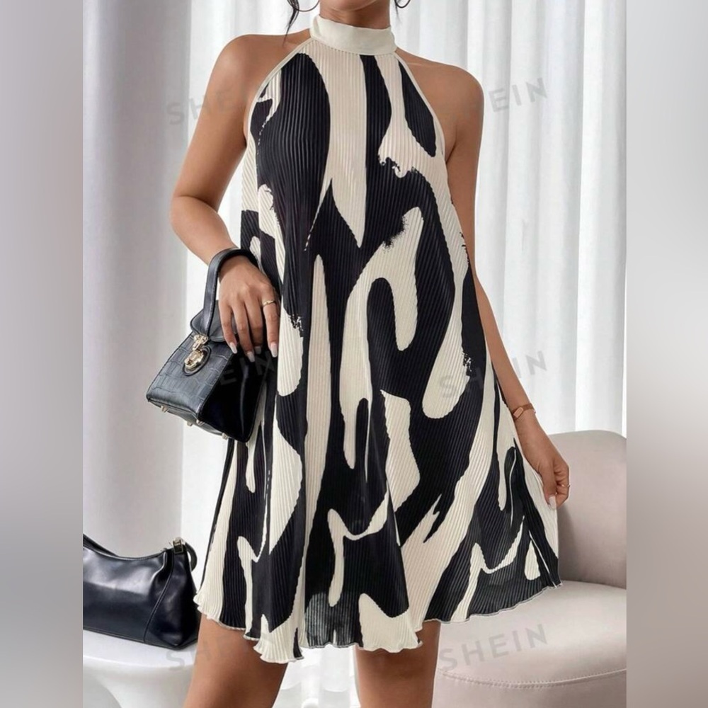 SHEIN Halter Neck Printed Dresx